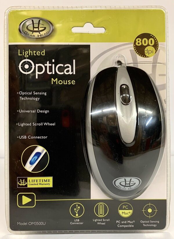 Gear Head-Lighted Optical Mouse 800 dpi