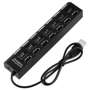 7 Ports USB 2.0 High Speed Hub With On/Off Switch